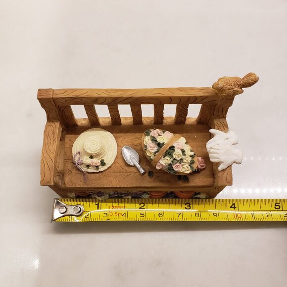 1995 Deziness Hand Painted Flower Garden Bench Jewelry Box - Picture 7 of 9